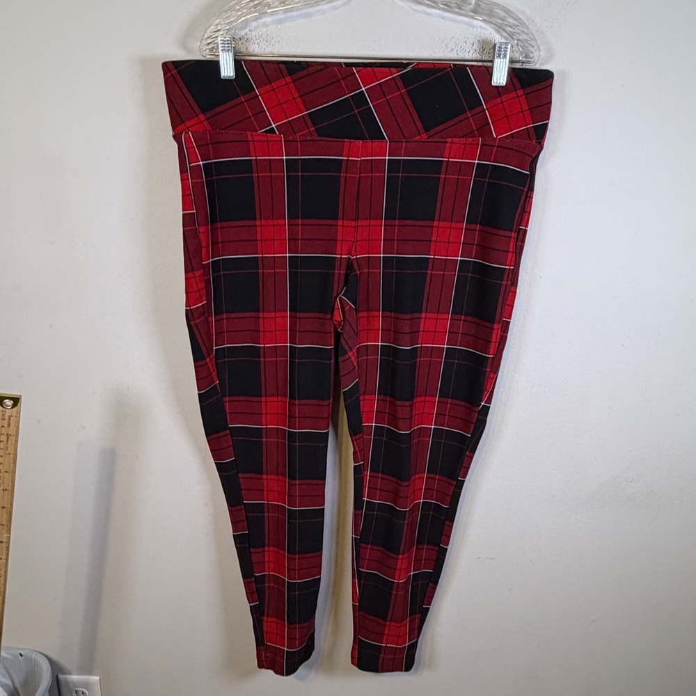Torrid Womens Heavyweight Ponte Leggings Plaid Red Black Size 2